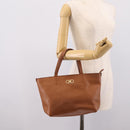 Salvatore Ferragamo Gancini Hand Bag Leather Brown Gold Auth hk4147-26