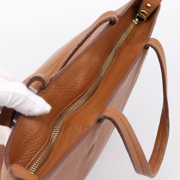 Salvatore Ferragamo Gancini Hand Bag Leather Brown Gold Auth hk4147