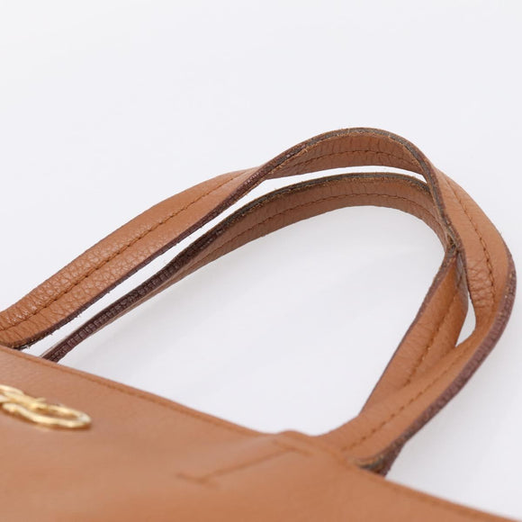 Salvatore Ferragamo Gancini Hand Bag Leather Brown Gold Auth hk4147
