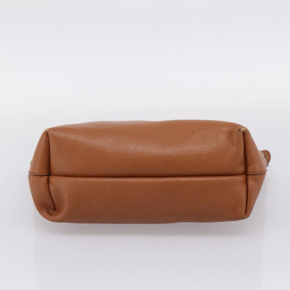 Salvatore Ferragamo Gancini Hand Bag Leather Brown Gold Auth hk4147