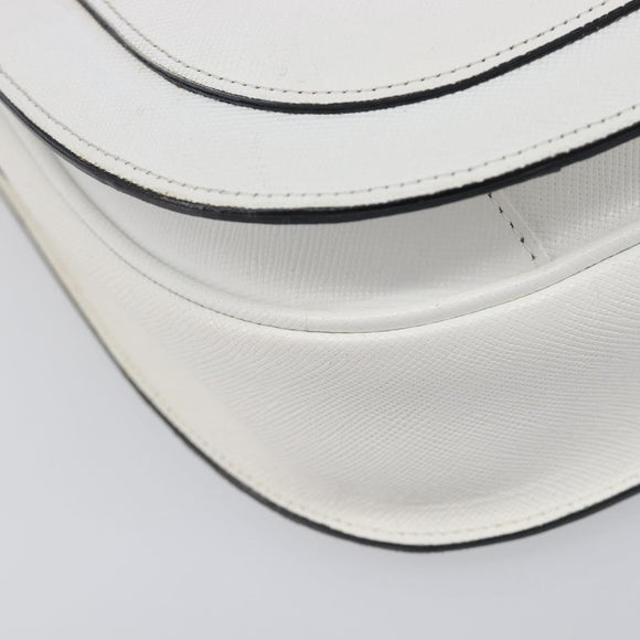 Saint Laurent Shoulder Bag Leather White Gold Auth hk4148A