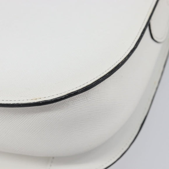 Saint Laurent Shoulder Bag Leather White Gold Auth hk4148A