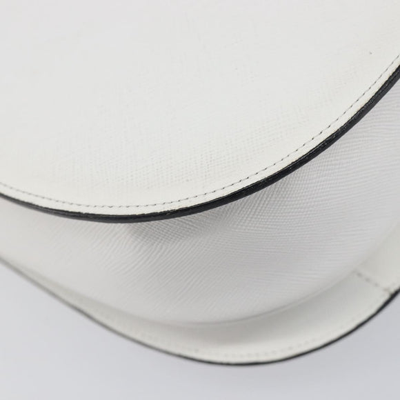 Saint Laurent Shoulder Bag Leather White Gold Auth hk4148A