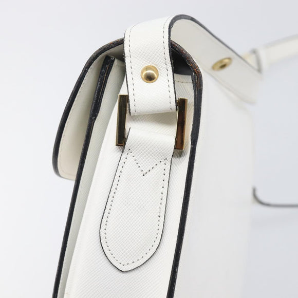 Saint Laurent Shoulder Bag Leather White Gold Auth hk4148A
