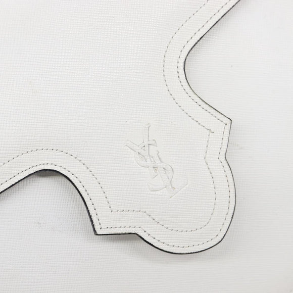 Saint Laurent Shoulder Bag Leather White Gold Auth hk4148A