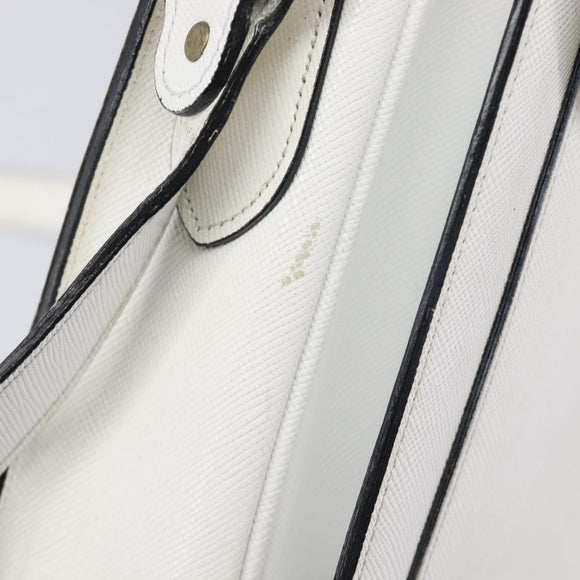 Saint Laurent Shoulder Bag Leather White Gold Auth hk4148A