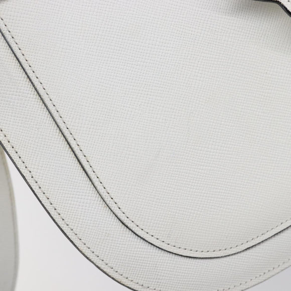 Saint Laurent Shoulder Bag Leather White Gold Auth hk4148A