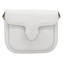 Saint Laurent Shoulder Bag Leather White Gold Auth hk4148A-2