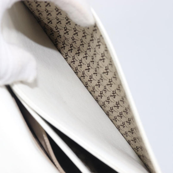 Saint Laurent Shoulder Bag Leather White Gold Auth hk4148A