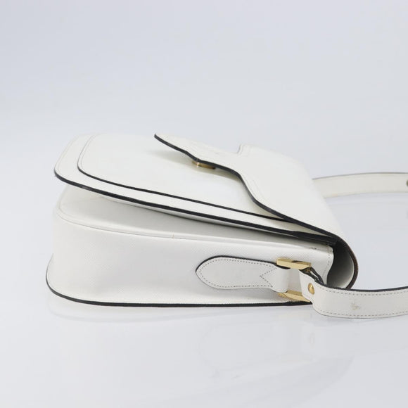 Saint Laurent Shoulder Bag Leather White Gold Auth hk4148A
