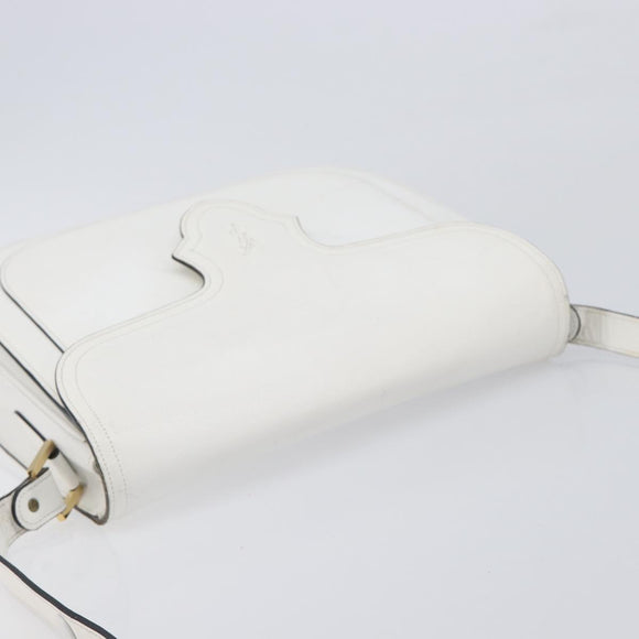 Saint Laurent Shoulder Bag Leather White Gold Auth hk4148A