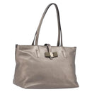 Salvatore Ferragamo Vala Hand Bag Leather Silver Auth hk4149-1