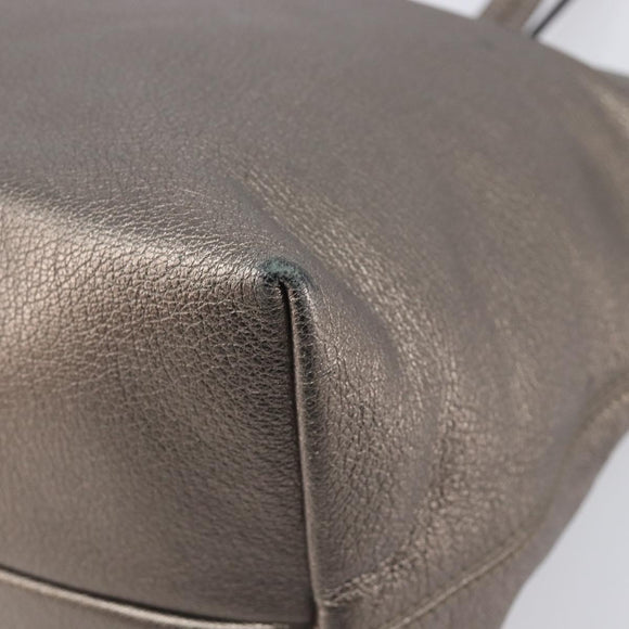 Salvatore Ferragamo Vala Hand Bag Leather Silver Auth hk4149