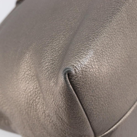 Salvatore Ferragamo Vala Hand Bag Leather Silver Auth hk4149