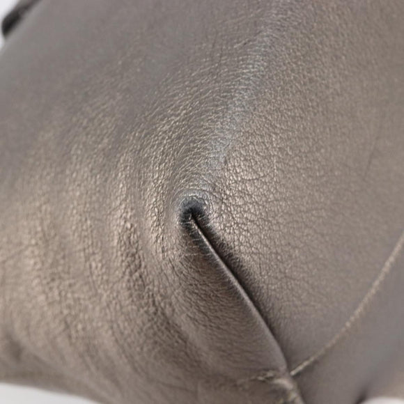 Salvatore Ferragamo Vala Hand Bag Leather Silver Auth hk4149
