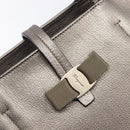 Salvatore Ferragamo Vala Hand Bag Leather Silver Auth hk4149-17