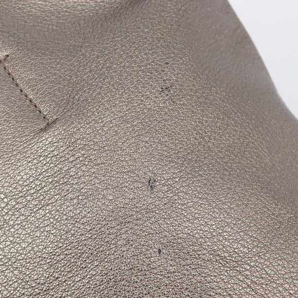 Salvatore Ferragamo Vala Hand Bag Leather Silver Auth hk4149