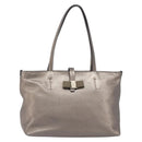 Salvatore Ferragamo Vala Hand Bag Leather Silver Auth hk4149-2