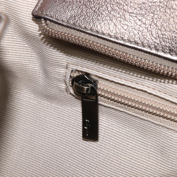 Salvatore Ferragamo Vala Hand Bag Leather Silver Auth hk4149