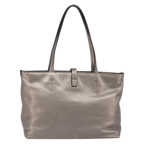 Salvatore Ferragamo Vala Hand Bag Leather Silver Auth hk4149
