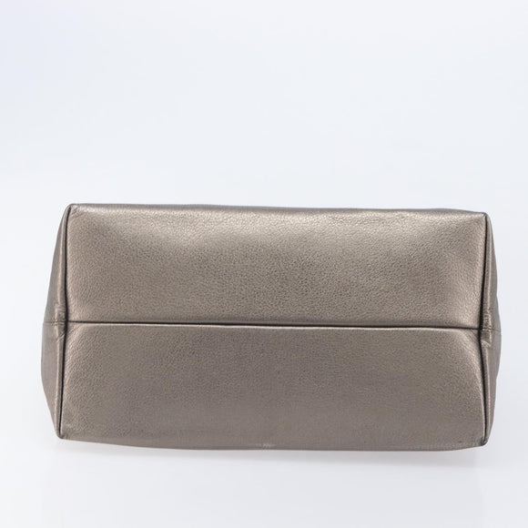 Salvatore Ferragamo Vala Hand Bag Leather Silver Auth hk4149