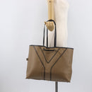 Saint Laurent Reversible Tote Bag Patent leather Beige Gold 265702 Auth hk4150-25