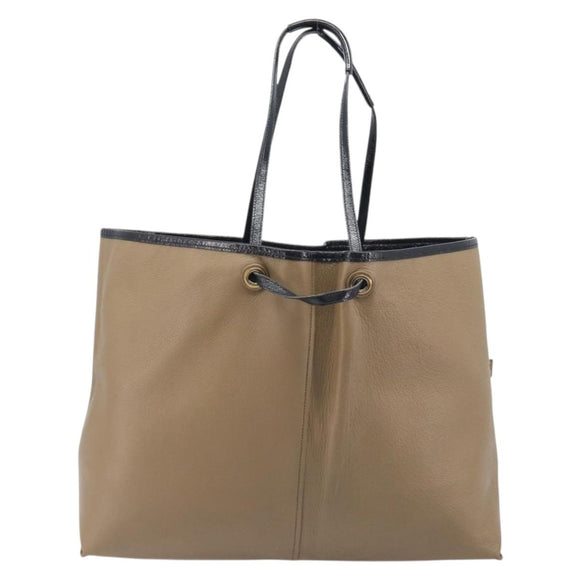 Saint Laurent Reversible Tote Bag Patent leather Beige Gold 265702 Auth hk4150