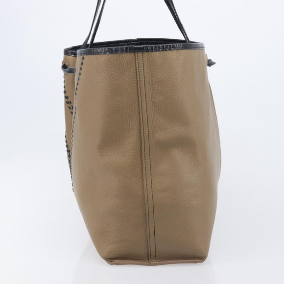 Saint Laurent Reversible Tote Bag Patent leather Beige Gold 265702 Auth hk4150