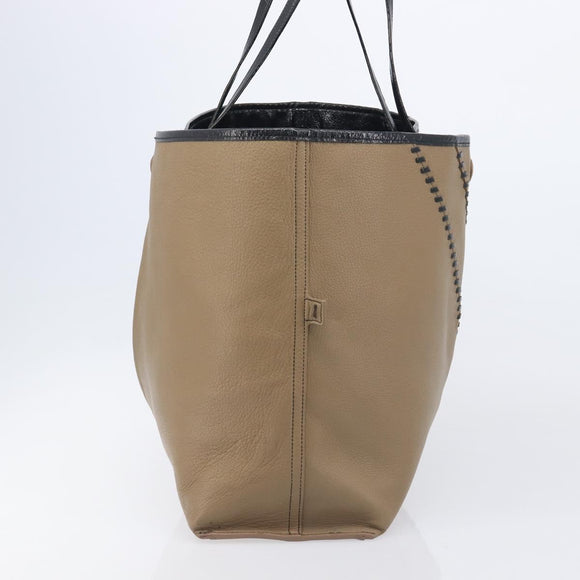 Saint Laurent Reversible Tote Bag Patent leather Beige Gold 265702 Auth hk4150