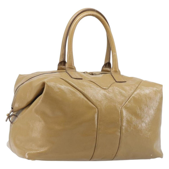 Saint Laurent Tote Bag Patent leather Beige Gold 208314 Auth hk4151