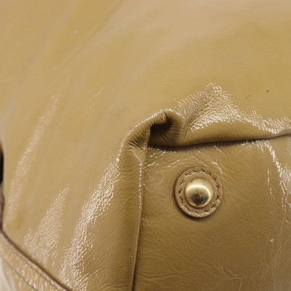 Saint Laurent Tote Bag Patent leather Beige Gold 208314 Auth hk4151