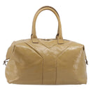 Saint Laurent Tote Bag Patent leather Beige Gold 208314 Auth hk4151-13