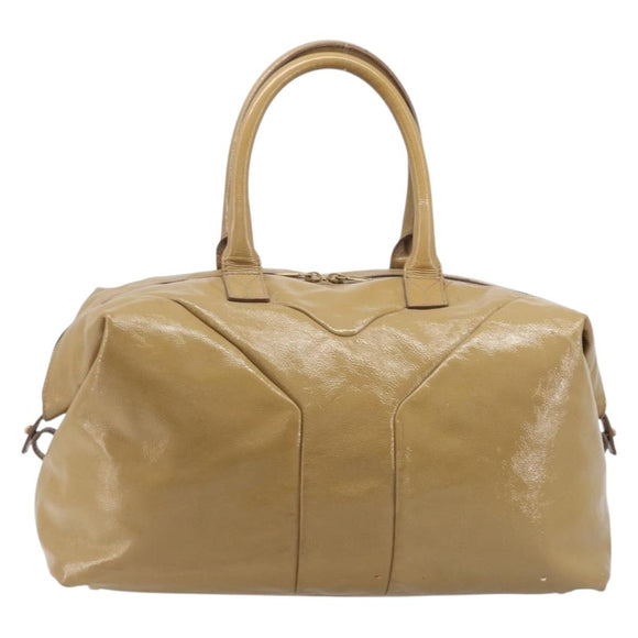 Saint Laurent Tote Bag Patent leather Beige Gold 208314 Auth hk4151