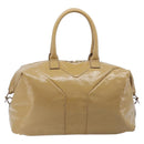 Saint Laurent Tote Bag Patent leather Beige Gold 208314 Auth hk4151-2
