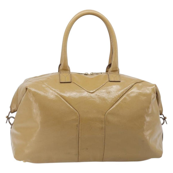 Saint Laurent Tote Bag Patent leather Beige Gold 208314 Auth hk4151