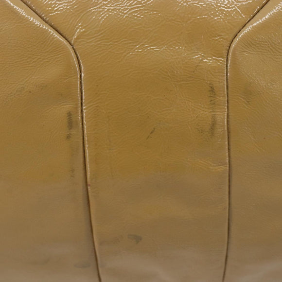 Saint Laurent Tote Bag Patent leather Beige Gold 208314 Auth hk4151