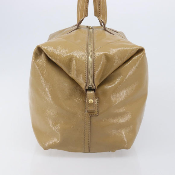 Saint Laurent Tote Bag Patent leather Beige Gold 208314 Auth hk4151