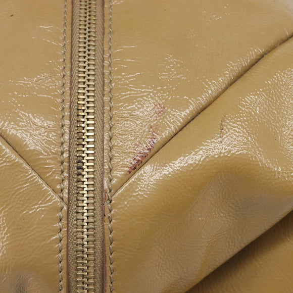 Saint Laurent Tote Bag Patent leather Beige Gold 208314 Auth hk4151