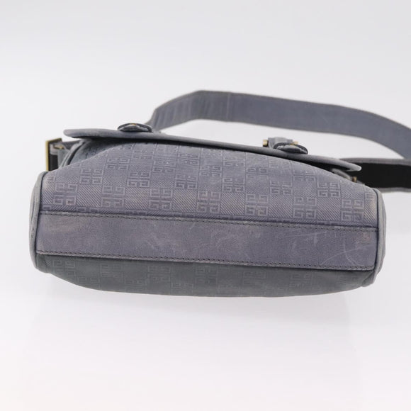 GIVENCHY Shoulder Bag Leather Light Blue Gold Auth hk4153