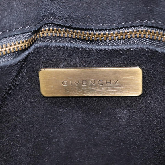 GIVENCHY Shoulder Bag Leather Light Blue Gold Auth hk4153