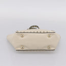 Valentino Studs Hand Bag Leather Ivory Gold Auth hk4155-5
