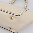 Valentino Studs Hand Bag Leather Ivory Gold Auth hk4155-10