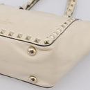 Valentino Studs Hand Bag Leather Ivory Gold Auth hk4155-15