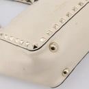 Valentino Studs Hand Bag Leather Ivory Gold Auth hk4155-16