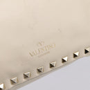 Valentino Studs Hand Bag Leather Ivory Gold Auth hk4155-17
