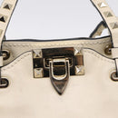 Valentino Studs Hand Bag Leather Ivory Gold Auth hk4155-18