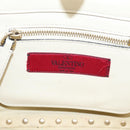 Valentino Studs Hand Bag Leather Ivory Gold Auth hk4155-19
