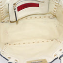 Valentino Studs Hand Bag Leather Ivory Gold Auth hk4155-11
