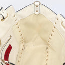 Valentino Studs Hand Bag Leather Ivory Gold Auth hk4155-20