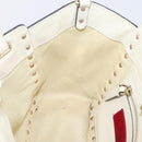Valentino Studs Hand Bag Leather Ivory Gold Auth hk4155-21